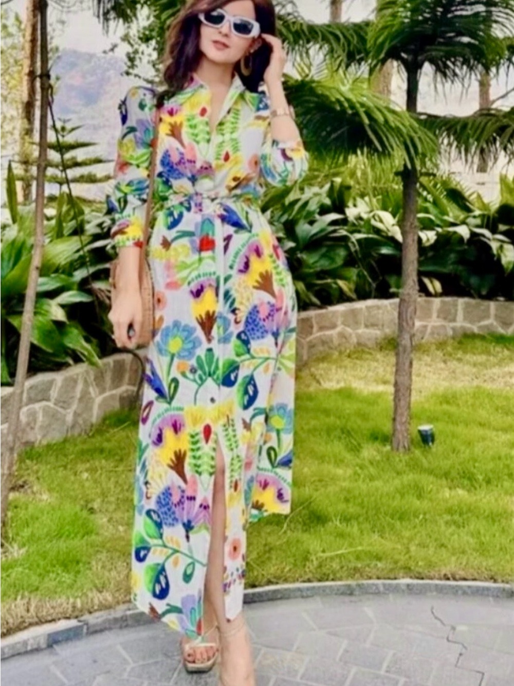 Zara large MIDI BELTED
FLORAL PRINT POPLIN
SHIRT DRESS